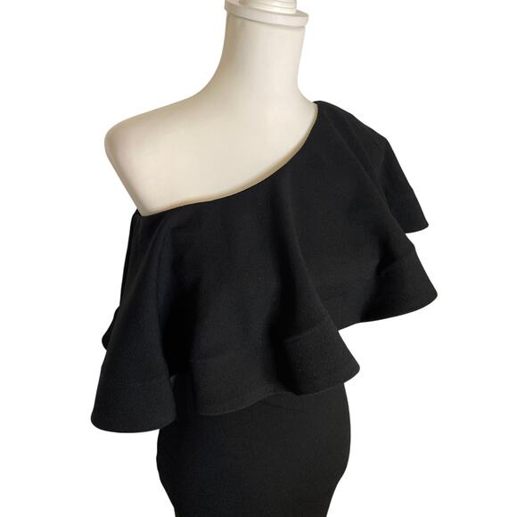 Lulus So Amazed Black One-Shoulder Maxi Dress Ruffle Small - Picture 3 of 6
